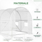 Serra a Tunnel con 4 Finestrelle e Ingresso a Zip in Acciaio Zincato e PE, 3x2x1,9 m, Bianco - immagine 4