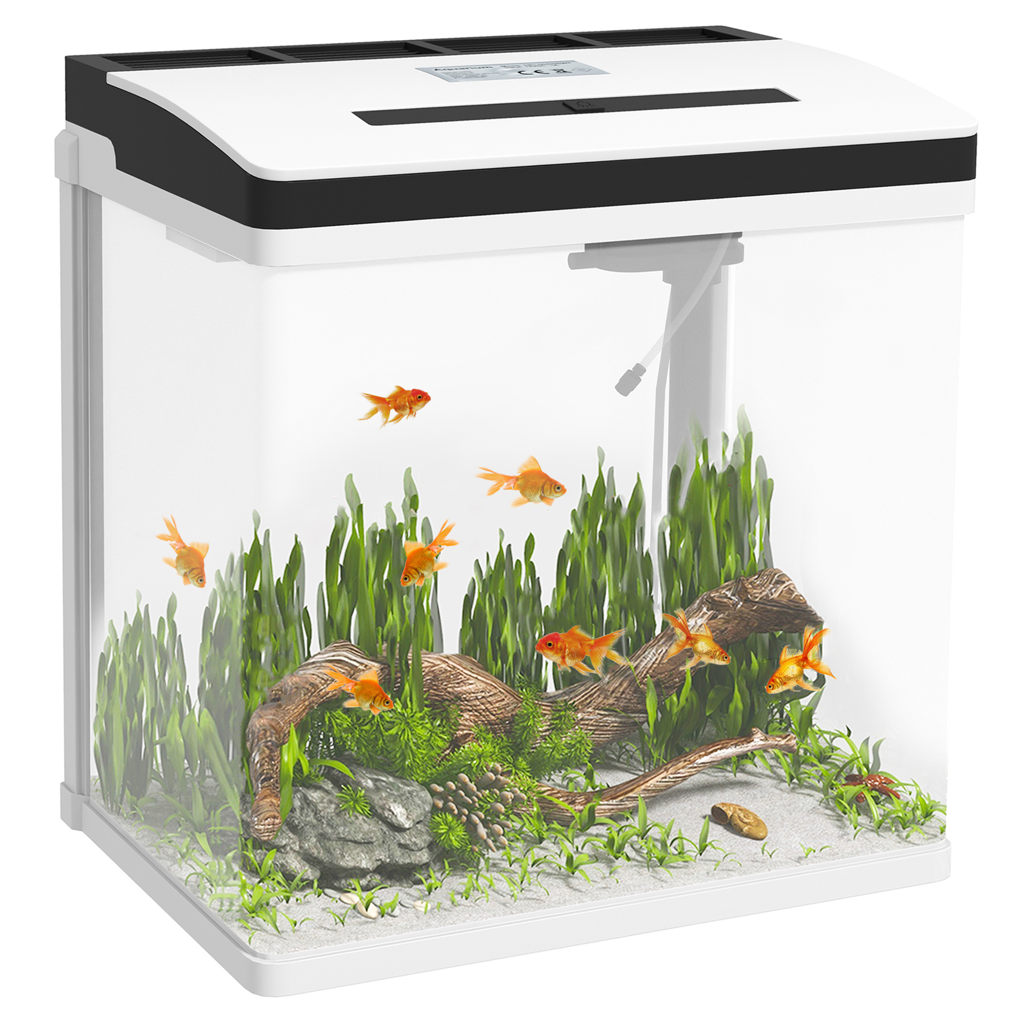 xDj495196ecd211e4.jpg Acquario 28L a Illuminazione LED con Fori di Ventilazione e Pompa, in Vetro e ABS, 38x26x38cm - immagine 1