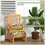 Fioriera da Esterno a Mezza Botte in Legno d'Abete con Design Verticale Rialzato, 45x45x80 cm - immagine 4