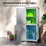 Capanno da Giardino Porta Attrezzi con 2 Armadietti, Ante con Blocco e Ripiani Rimovibili, Grigio - immagine 5
