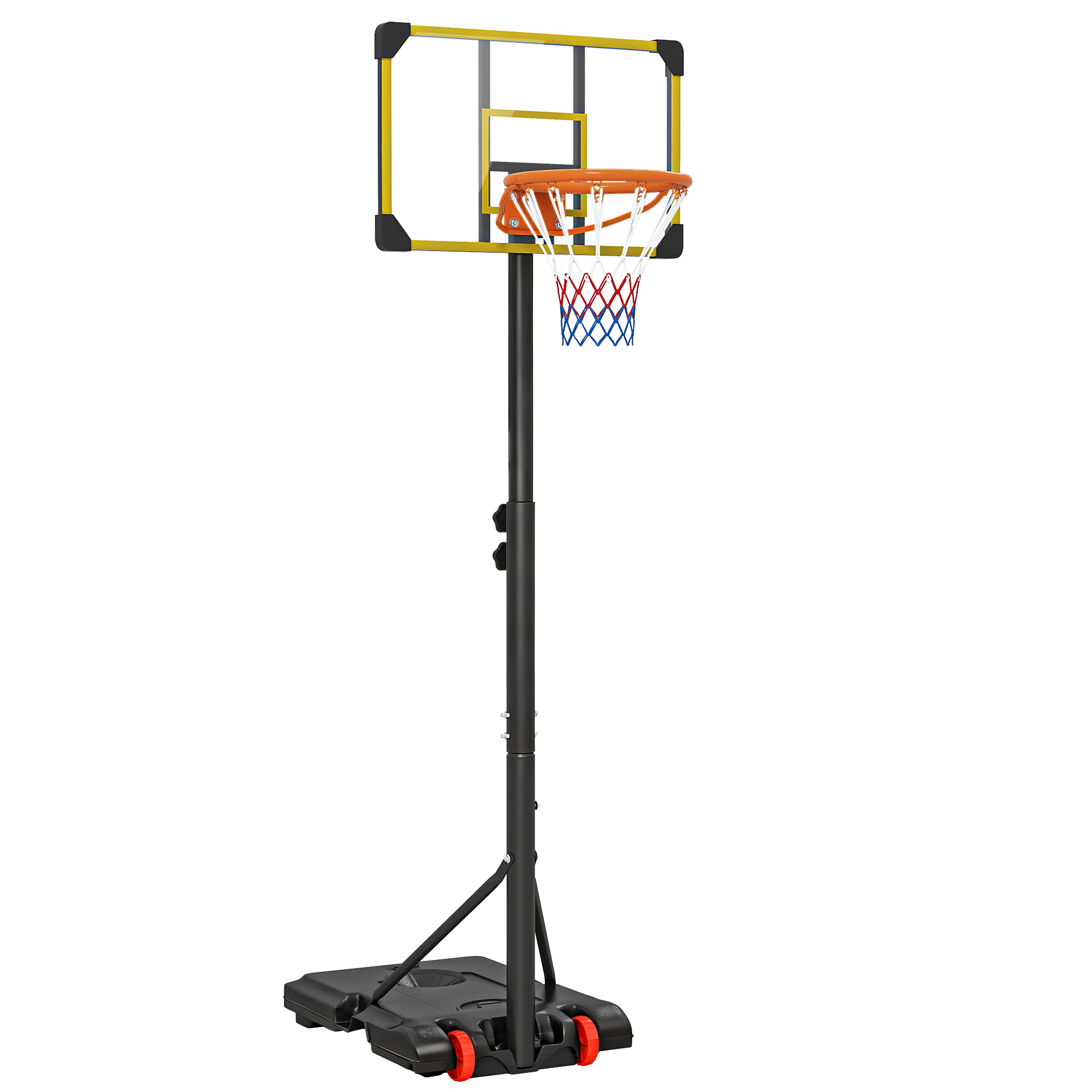 xZ9d4619b1573d1f6.jpg Canestro Basket per Adulti, Altezza Regolabile 2,1-2,4 m, Ruote e Base Riempibile, Giallo - immagine 1