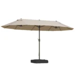 Ombrellone da Giardino Doppio 460x270cm, Ombrellone da Esterno con Apertura a Manovella, Base a Croce e Zavorra, Acciaio e Poliestere Khaki - immagine 10