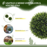 Set di 2 Piante Artificiali a Sfera con Foglie di Cedro per Casa e Giardino Ø45 cm, Verde - immagine 6