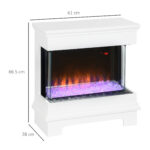Caminetto Elettrico a 10 Colori con Spegnimento Automatico e Timer da 12h, 61x28x66,5 cm, Bianco - immagine 3