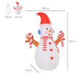 Pupazzo di Neve Gonfiabile 240cm, Decorazione Natalizia per Esterno con Luci a LED in Poliestere Impermeabile IP44 - immagine 3