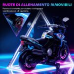 Moto Elettrica per Bambini con Rotelle, Specchietti e Poggiapiedi, in PP e Metallo, 85,5x44,5x56 cm, Blu - immagine 5