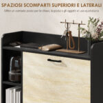 Scarpiera Slim con 2 Cassetti Ribaltabili e 3 Vani Aperti, Capacità 15 Scarpe, 83x24x90,5 cm, Nero - immagine 6