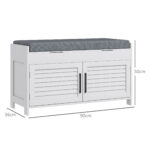 Panca Scarpiera con Ripiano Interno Regolabile su 3 Livelli, in MDF e Simil Lino, 90x36x50 cm, Bianco e Grigio - immagine 3