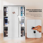 Armadietto da Ufficio a 3 Ripiani con 2 Chiavi di Sicurezza, in Truciolato, 80x40x120 cm, Bianco - immagine 5