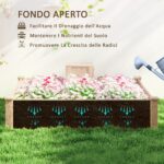 Fioriera da Esterno in Legno di Abete con Compostiera e Fondo Aperto, 123x123x25,5 cm, color Legno - immagine 6