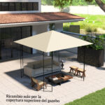 Copertura per Gazebo 3x3 m da Giardino con 8 Fori di Drenaggio, in Tessuto Oxford 6D, Bianco Crema - immagine 7