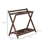 Set 2 Portapiante a 2 Livelli con Design a Doghe in Legno di Abete, 73x36x64 cm, Marrone Bruciato - immagine 3