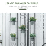 Portapiante Verticale Pieghevole con 5 Vasi da Esterno in Metallo, 82x12,5x150cm, Nero - immagine 4