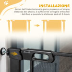 Cancellino per Cani Estensibile a Pressione con Chiusura Automatica, Acciaio e ABS, 75-82x76 cm, Nero - immagine 8