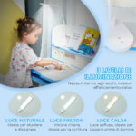 Banco Scuola per Bambini 6-12 Anni Regolabile con Luce LED, Leggio e Portapenne, in MDF, PP e Acciaio, Azzurro - immagine 8