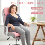 Sedia da Ufficio Ergonomica Rinforzata con Braccioli Regolabili, Poggiapiedi e Poggiatesta, Rosa - immagine 8