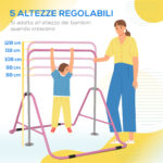 Sbarra per Trazioni Pieghevole per Bambini 3-8 Anni con Altezze Regolabili in Acciaio, 154x106,2x88,5-128,5cm, Rosa - immagine 4
