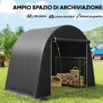Tenda Garage per Biciclette e Attrezzi con Ingresso a Cerniera, in PE e Metallo, 245x120x2 cm, Grigio Scuro - immagine 5