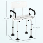 Sedia per doccia per Anziani, Disabili e Donne Incinte Imbottita con forma a U, 54x52x70-82cm, Bianco - immagine 3