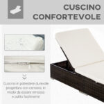 Lettino Prendisole in Rattan PE con Schienale Reclinabile su 5 Posizioni, 195x68x31cm, Marrone - immagine 5