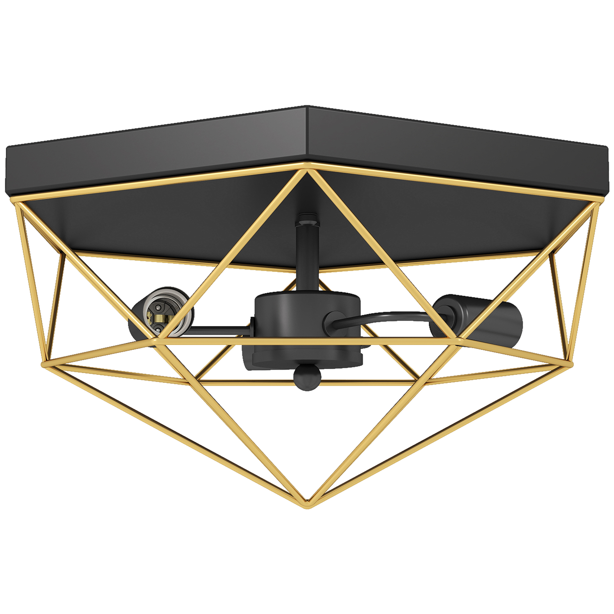 ymT84019b994071ae.jpg Lampada da Soffitto Stile Industriale Geometrica con 3 Attacchi E27 per Lampadine LED, Nero e Oro - immagine 1