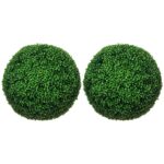 Set di 2 Piante Finte Sfera di Bosso Ø50cm, Decorazione per Interno ed Esterno, Verde