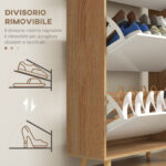 Scarpiera Salvaspazio a 3 Cassetti con Ripiano Regolabile per 18-24 Paia di Scarpe, 72x24x119cm, Bianco - immagine 6