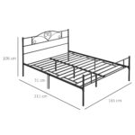 Struttura Letto Matrimoniale in Acciaio con Doghe Integrate, Testiera e Pediera, 160x2cm - immagine 3
