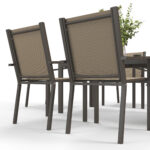 Set da Giardino 7 Pezzi in Plastica con 6 Sedie Impilabili e Tavolo Rettangolare, Kaki e Marrone - immagine 9