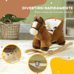 Cavallo a Dondolo per Bambini 18-36 Mesi con Suoni, Base in Legno e Cintura di Sicurezza, Marrone - immagine 7