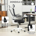 Sedia da Ufficio Regolabile e Reclinabile con Poggiatesta Rimovibile, in Tessuto a Rete, 60x59x114-122 cm, Nero - immagine 5
