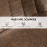 Set 2 Sgabelli Alti da Bar in Stile Industriale con Schienale, Poggiapiedi e Altezza Regolabile, Sedia in Microfibra, Marrone | Aosom Italy - immagine 7