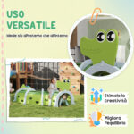 Tunnel per Bambini 3-6 Anni a Forma di Coccodrillo, Gioco per Interno ed Esterno in Plastica, Verde - immagine 4
