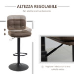 Set 2 Sgabelli Bar Moderni e Girevoli con Schienale e Poggiapiedi, Sgabelli da Cucina con Altezza Regolabile, Rivestimento Pelle PU e Imbottitura, 41,5x45x85-107cm - immagine 4