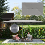 Ombrellone Doppio da Giardino 4,5x2,6 m, Apertura a Manovella e 12 Stecche, Grigio - immagine 3