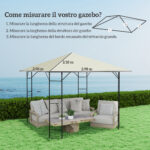 Copertura per Gazebo 3x3 m da Giardino con 8 Fori di Drenaggio, in Tessuto Oxford 6D, Bianco Crema - immagine 3