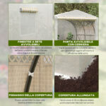 Serra a Tunnel per Giardino con 6 Finestre e Porta a Rullo, in Acciaio e PE, 3,5x3x2 m, Bianco - immagine 5
