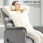 Poltrona Reclinabile Elettrica con Telecomando e Poggiapiedi, in Tessuto Effetto Velluto, 80x83x104 cm, Grigio - immagine 8