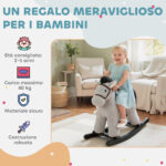 Cavallo a Dondolo con Suoni per Bambini da 2-5 Anni e Animale di Peluche Incluso, Legno e Acciaio, Grigio - immagine 9