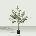 Pianta Artificiale di Olivo Alta 120 cm, Albero Finto con 450 Foglie e 20 Olive, Vaso Incluso - immagine 3