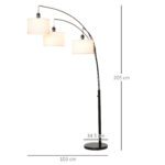 Lampada da Terra 3 Luci e Braccia Flessibili Base in Marmo Altezza 205cm - immagine 3