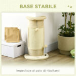 Albero Tiragraffi per Gatti fino 5kg con 2 Palline in Sisal e Peluche, 34x25,5x58cm, Beige - immagine 5