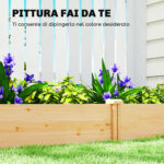 Orto in Cassetta con Divisorio Centrale e Fondo Aperto, in Legno di Abete, 235x121x26 cm, color Legno - immagine 6