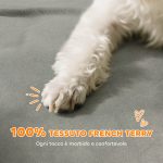 Divano per Cani con Braccioli di Supporto, in Legno e Tessuto French Terry, 66x42x28.5 cm, Grigio - immagine 4