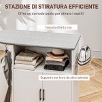 Mobile Asse da Stiro con Armadietto a 2 Ante e Spazio Aperto, 125x43.5x102.5 cm, Bianco - immagine 4
