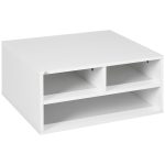 Mobile Porta Stampante da Ufficio con 3 Ripiani Aperti a 2 Livelli, 47x40x22.5 cm, Bianco
