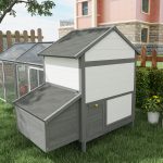 Pollaio per Galline da Esterno con Nido per Cova, Tetto Impermeabile, Vassoio Estraibile, Grigio - immagine 8