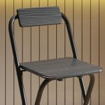Set 2 Sgabelli da Bar Pieghevoli con Poggiapiedi, in Legno e Acciaio, 37x45x87 cm, Nero - immagine 9