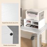 Mobile Porta Stampante da Ufficio con 3 Ripiani Aperti a 2 Livelli, 47x40x22.5 cm, Bianco - immagine 5