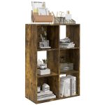 Libreria a Cubi con 6 Ripiani Portaoggetti in Legno dal Design Rustico, 61.5x29.5x91.5 cm, Marrone